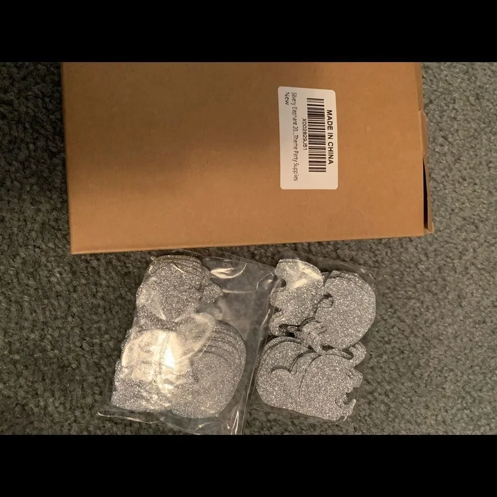 Silver Glitter grey elephant decorations